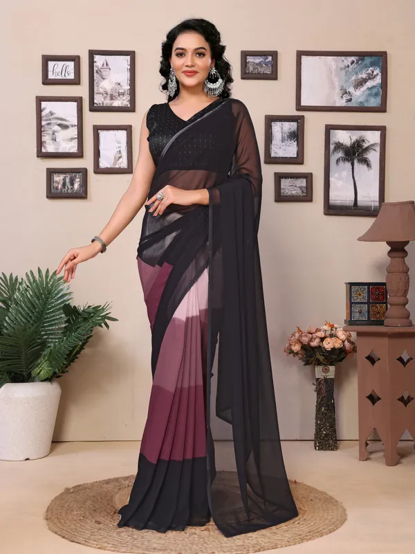 Ready_To_Wear_Multi_Plain_Padding_Georgette_Saree