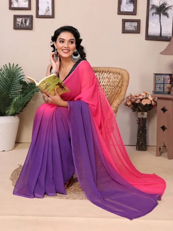 Ready_To_Wear_Multi_Plain_Padding_Georgette_Saree