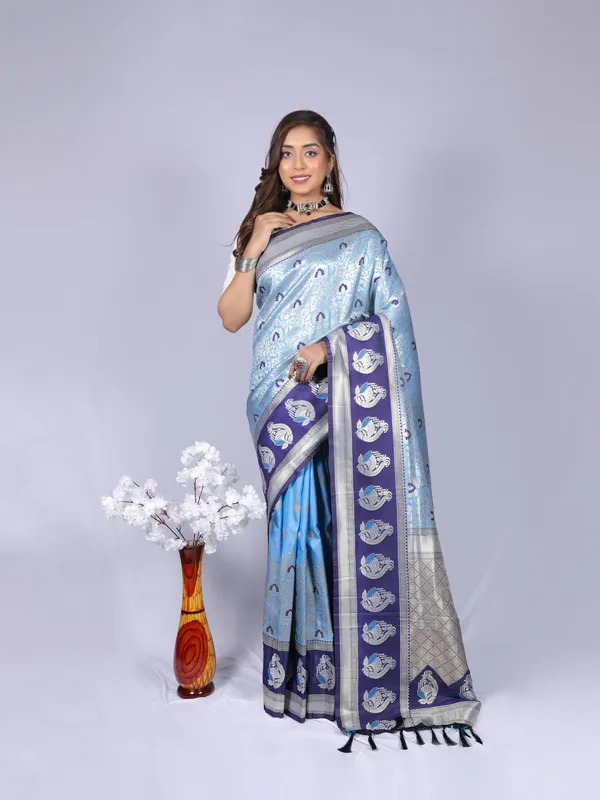 Sky_Blue_Kanchipuram_Silk_Saree_With_Zari_Weaving_Work