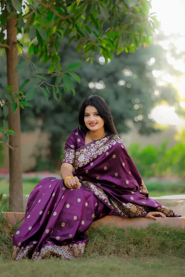 Wine_Traditional_Banarasi_Silk_Saree_With_Meenakari_Zari_Weaving_Work