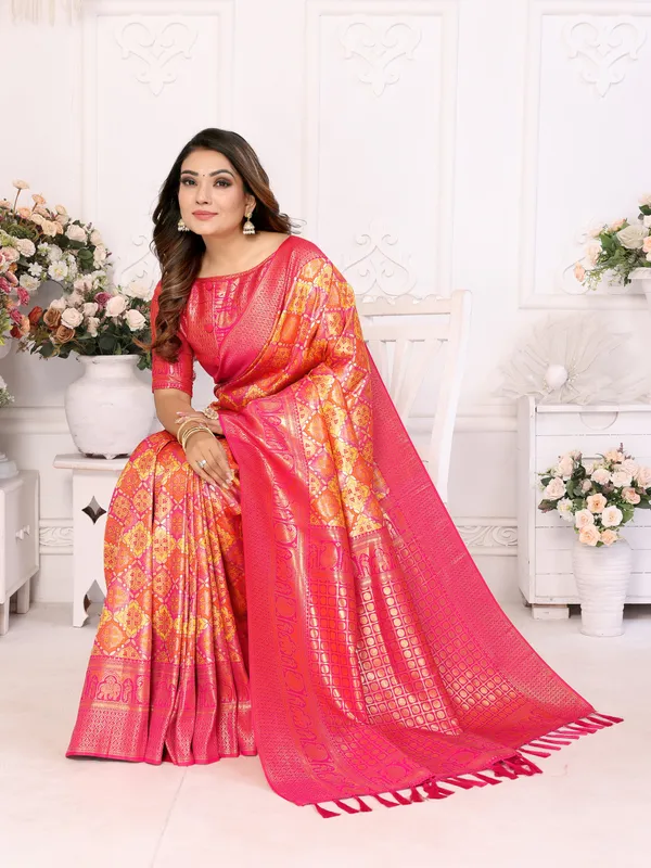 Yellow_Banarasi_Chaturi_Silk_Saree_With_Zari_Weaving_Work