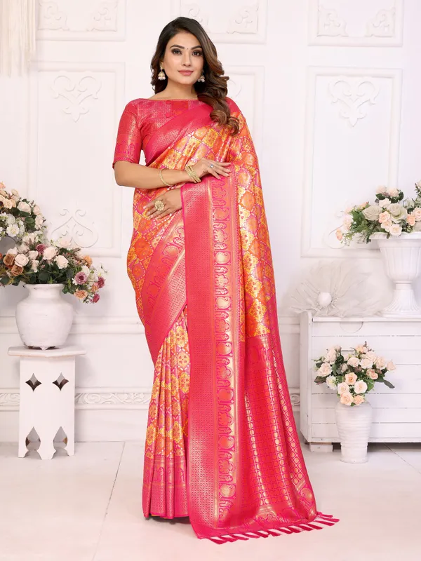 Yellow_Banarasi_Chaturi_Silk_Saree_With_Zari_Weaving_Work
