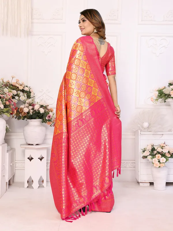 Yellow_Banarasi_Chaturi_Silk_Saree_With_Zari_Weaving_Work