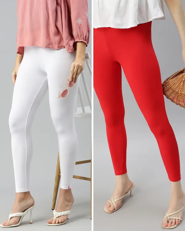 Cotton_Stretch_Ankle_Leggings_(Combo)_-_White_&_Red