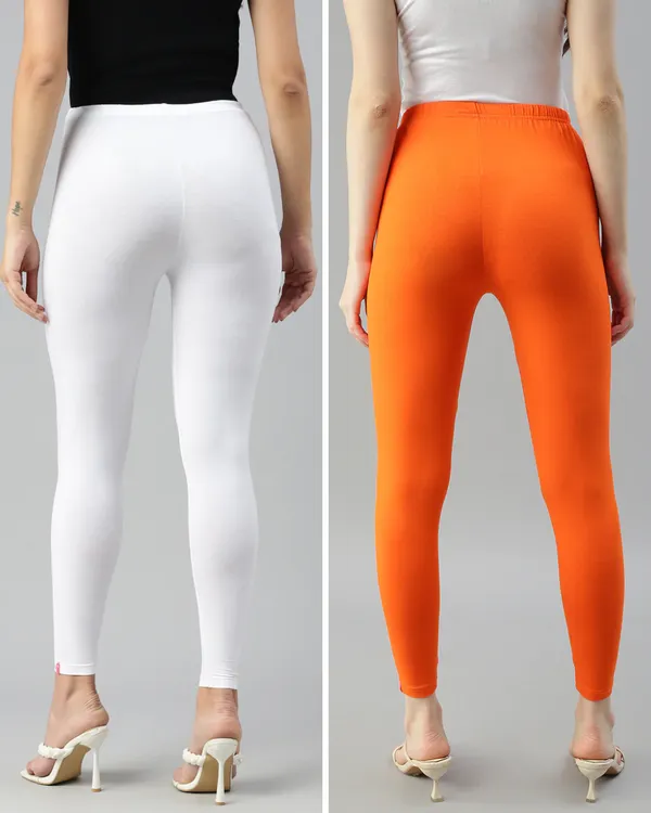 Cotton_Stretch_Ankle_Leggings_(Combo)_-_White_&_Orange