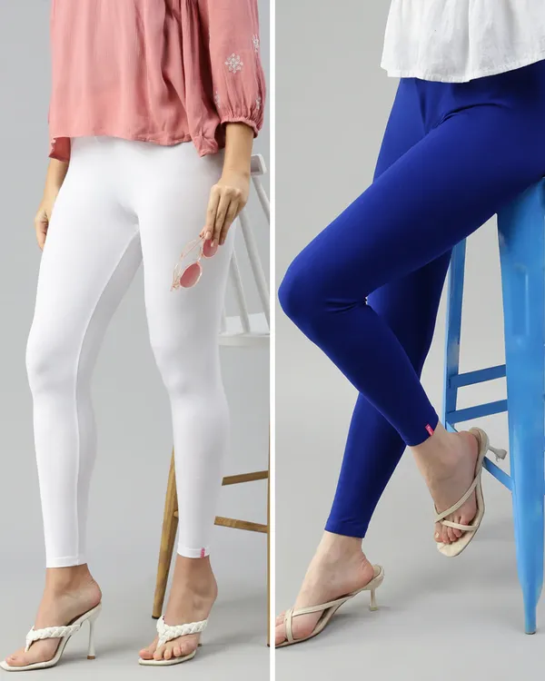 Cotton_Stretch_Ankle_Length_Leggings_(Combo)_-_White_&_Royal_Blue