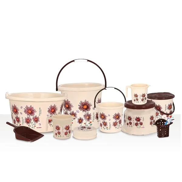 10_Piece_Set_for_Bathroom_(CREAM),_Complete_Durable_&_Stylish_Essentials_Bathroom_Accessories_Set_(5_Litre)