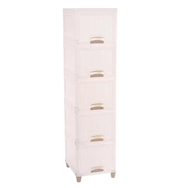 5_Units_Modular_Cabinet_Storage_Organizer_|_Foldable_Kid_Wardrobe_for_Cloth_&_Toys_|_Easy_to_Assemble_Closet_&_Space-Saving_Cupboard/Plastic_Almirah_for_Cloth_|_Ivory