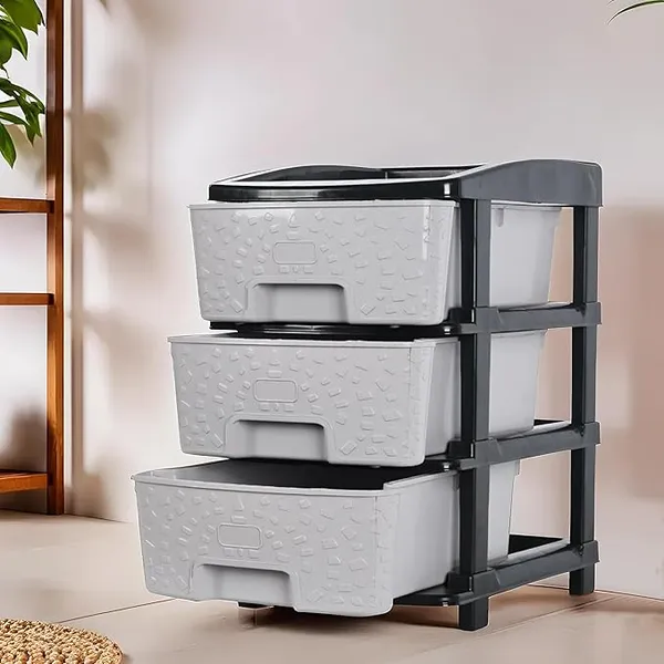 3_Layer_Black_&_Grey_Plastic_Storage_Drawer_For_Office,_Home,_Kitchen