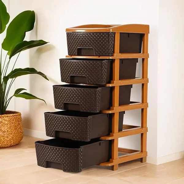 5_Layer_Brown_Plastic_Storage_Drawer_For_Office,_Home,_Kitchen