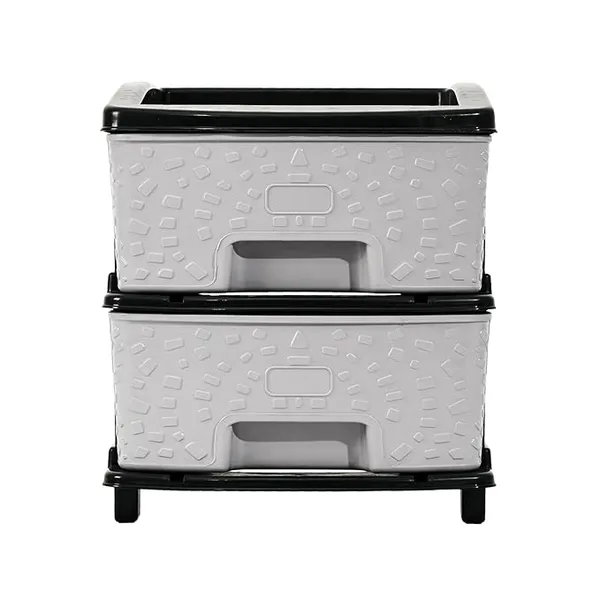 2_Layer_Black_&_Grey_Plastic_Storage_Drawer_For_Office,_Home,_Kitchen