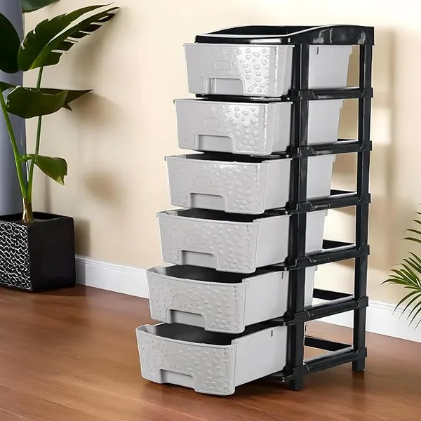 6_Layer_Black_&_Grey_Plastic_Storage_Drawer_For_Office,_Home,_Kitchen