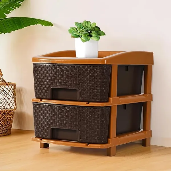 2_Layer_Brown_Plastic_Storage_Drawer_For_Office,_Home,_Kitchen