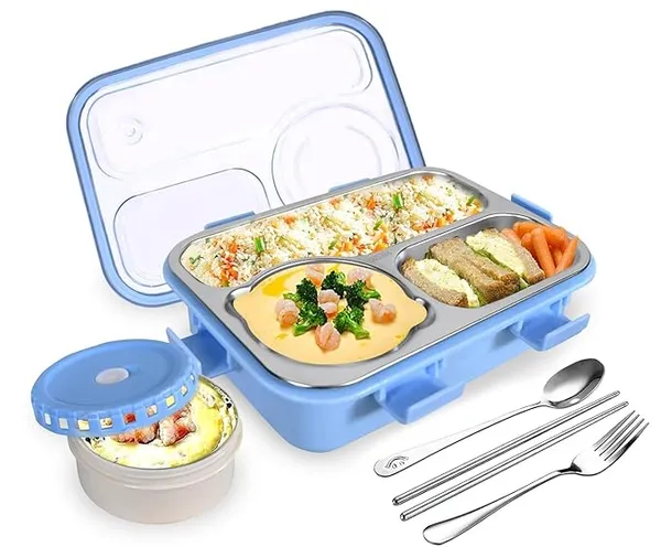 3_Compartment_Leak-Proof_BPA_Free_Stainless_Steel_Lunch_Box_with_a_Fork,_a_Spoon_and_a_Pair_of_Chopsticks_(Blue)_|_750_ml_for_Kids,_Lunch_Box_for_School_&_Office