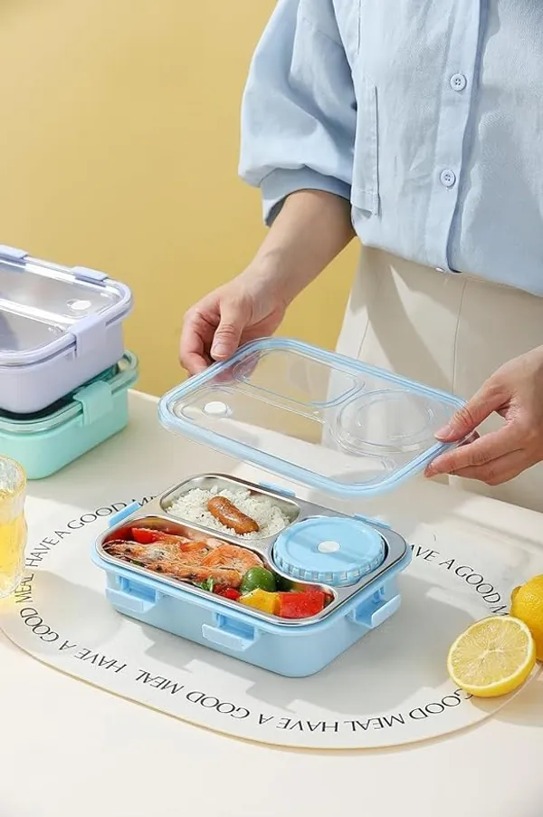 3_Compartment_Leak-Proof_BPA_Free_Stainless_Steel_Lunch_Box_with_a_Fork,_a_Spoon_and_a_Pair_of_Chopsticks_(Blue)_|_750_ml_for_Kids,_Lunch_Box_for_School_&_Office