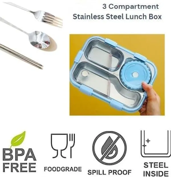 3_Compartment_Leak-Proof_BPA_Free_Stainless_Steel_Lunch_Box_with_a_Fork,_a_Spoon_and_a_Pair_of_Chopsticks_(Blue)_|_750_ml_for_Kids,_Lunch_Box_for_School_&_Office