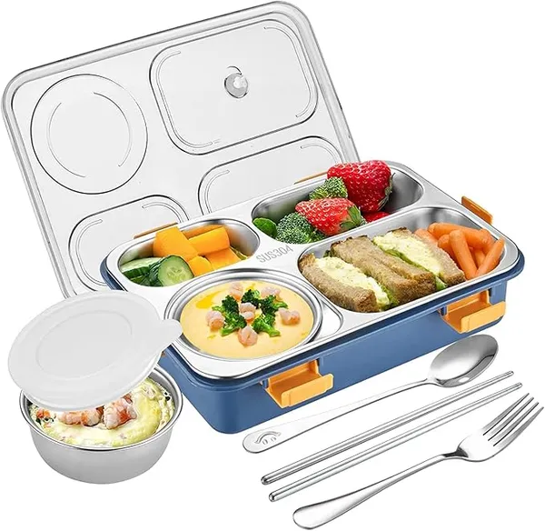 4_Compartment_Sealed_Leakage_Proof_Stainless_Steel_Lunch_Box_with_Fork,Chopstick_&_Spoon_Lid_Office_Food_Container(1250ml_)_|_for_School_Kids_and_Adults