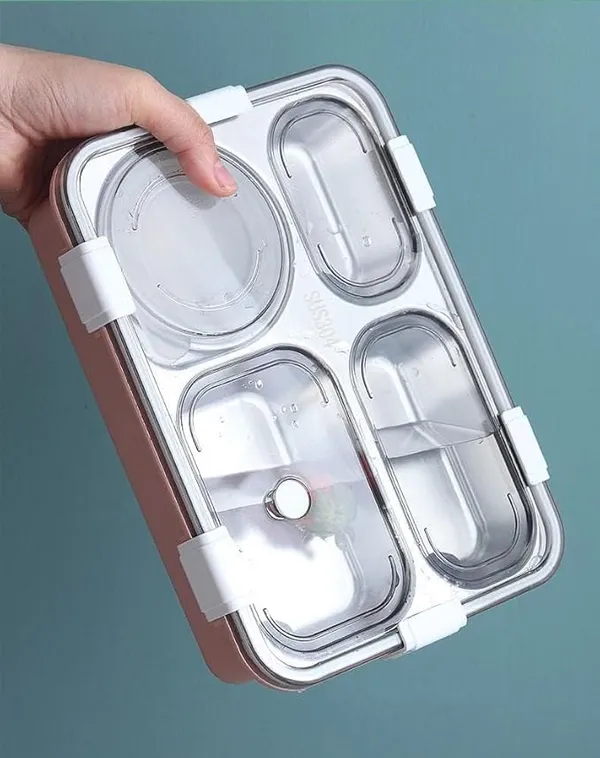4_Compartment_Sealed_Leakage_Proof_Stainless_Steel_Lunch_Box_with_Fork,Chopstick_&_Spoon_Lid_|_Office_Food_Container_4_Compartment_for_School_Kids_and_Adults,_1250ml_(4_Compartment,_Pink)