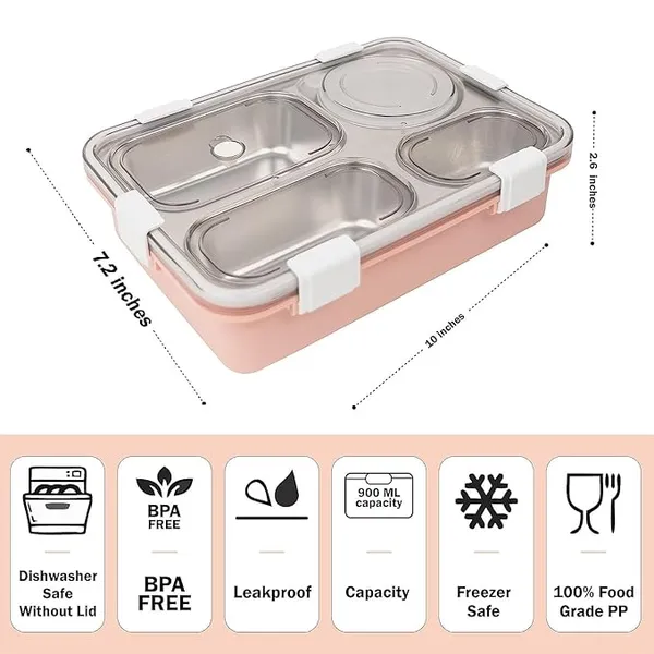 4_Compartment_Sealed_Leakage_Proof_Stainless_Steel_Lunch_Box_with_Fork,Chopstick_&_Spoon_Lid_|_Office_Food_Container_4_Compartment_for_School_Kids_and_Adults,_1250ml_(4_Compartment,_Pink)