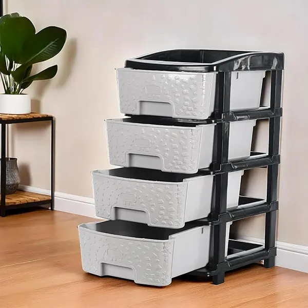 4_Layer_Black_&_Grey_Plastic_Storage_Drawer_For_Office,_Home,_Kitchen