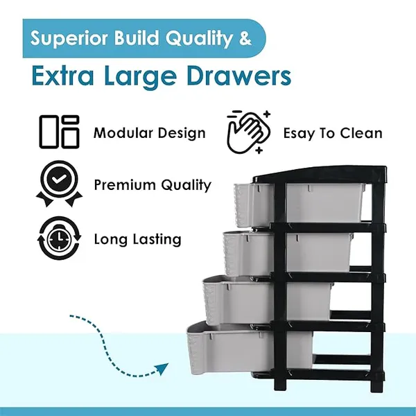4_Layer_Black_&_Grey_Plastic_Storage_Drawer_For_Office,_Home,_Kitchen