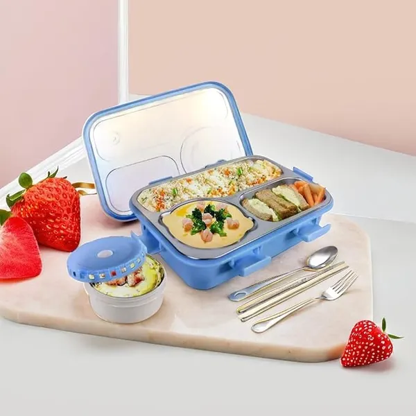 Bear_Family_Leakproof_Stainless_Steel__Blue_Lunch_Box_for_Kids_&_Adults_|_3-Compartment_Tiffin_Box_|_Bento_Box_with_Cutlery(Spoon_,_fork_&_Chopsticks)_&_Dip_Box_|_Durable_&_BPA-Free_|_Bear_Family_Design