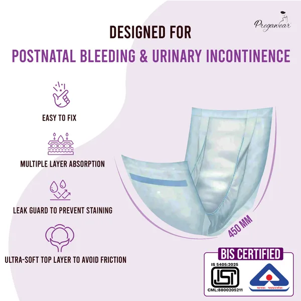Pack_of_20_Pregawear_Maternity_Pad|_Premium_Disposable_Soft_Pads_for_Women|_After_Delivery_Incontinence_High_Absorption_|_Heavy_Periods_|_Leak_Guard|_Postpartum_Flow|_Rash_Free_|_Overnight_Protection