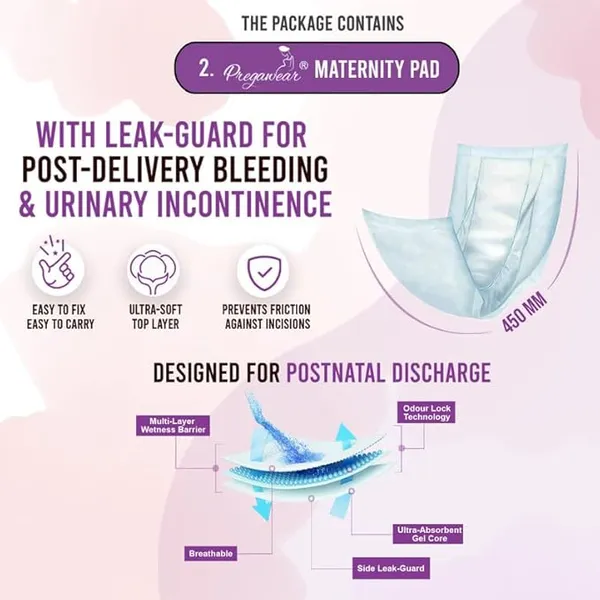 Pack_of_5+5__Pregawear_Post_Partum_Panty_&_Maternity_Pad_Combo_for_Women|Heavy_Flow|After Delivery