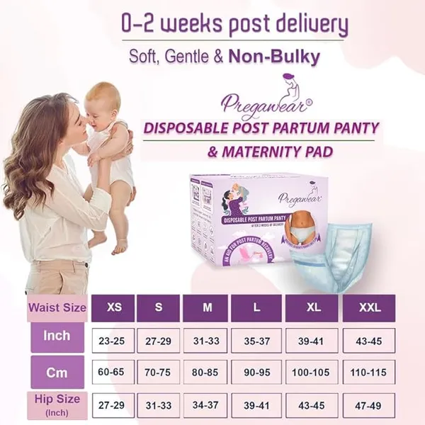 Pack_of_10+5__Pregawear_Post_Partum_Panty_&_Maternity_Pad_Combo_for_Women|Heavy_Flow|After Delivery