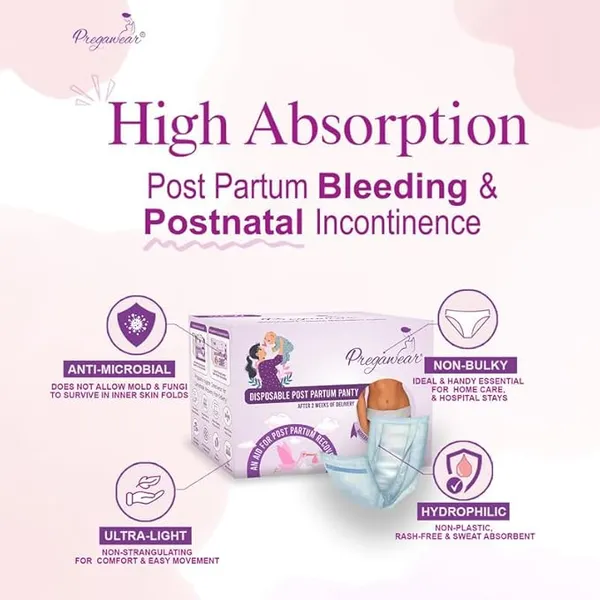 Pack_of_10+5__Pregawear_Post_Partum_Panty_&_Maternity_Pad_Combo_for_Women|Heavy_Flow|After Delivery
