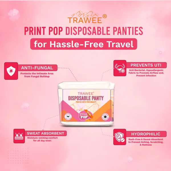 Trawee_Women_Disposable_Panties|_Print_Pop_Travel_Underwear_|_Rash-Free,_Breathable,_Antibacterial,_Antifungal|_Prevents_UTI|_Perfect_for_Daily_Use,_Trips,_Trekking_&_Vacations| No Laundry