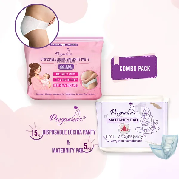 Pack_of_15+5_Pregawear_Lochia_Maternity_Panty_&_Maternity_Pad_Combo|_Heavy_Flow_|_Post Delivery