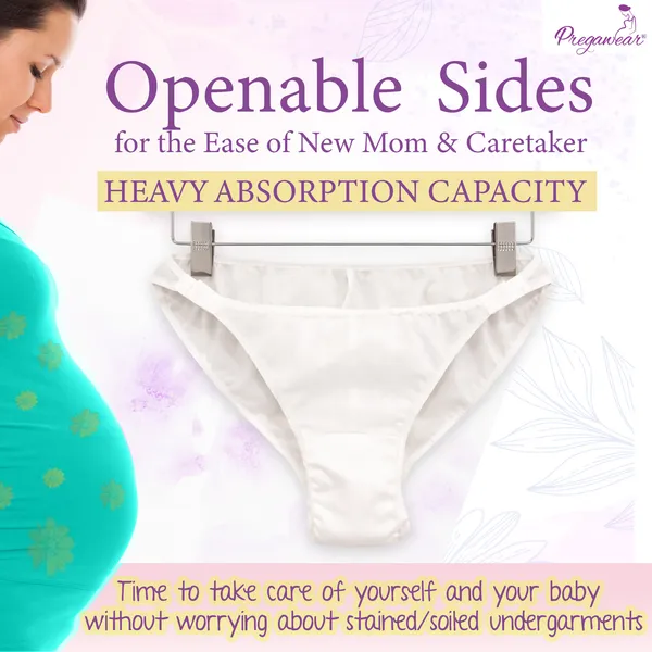 Pregawear_Lochia_Maternity_C_Section_Panty|Heavy_Flow_Postpartum|_Also_for_Normal_DeliveryIDisposable_Period_Panties|Rash_Free|Leak_Proof_Pads_After_Delivery|Overnight_Protection|Toxic_Free_5_pc