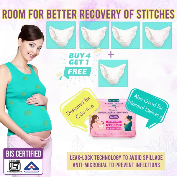 Pregawear_Lochia_Maternity_C_Section_Panty|Heavy_Flow_Postpartum|_Also_for_Normal_DeliveryIDisposable_Period_Panties|Rash_Free|Leak_Proof_Pads_After_Delivery|Overnight_Protection|Toxic_Free_5_pc