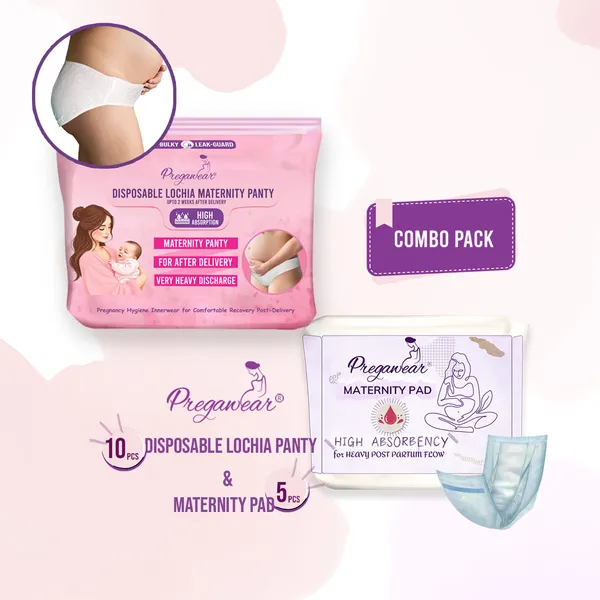 Pack_of_10+5_Pregawear_Lochia_Maternity_Panty_&_Maternity_Pad_Combo|_Heavy_Flow_|_Post Delivery