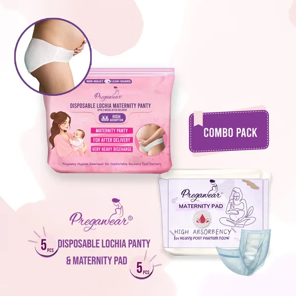 Pack_of_5+5_Pregawear_Lochia_Maternity_Panty_&_Maternity_Pad_Combo|_Heavy_Flow_|_Post Delivery
