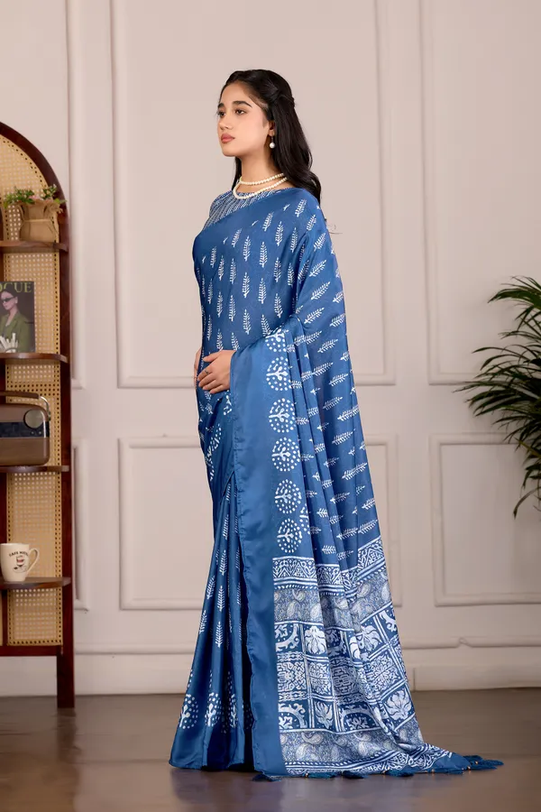 Aqua_Blue_&_White_Ethnic_Floral_Motifs_Malai_Silk_Saree_with_Digital_Print_Blouse