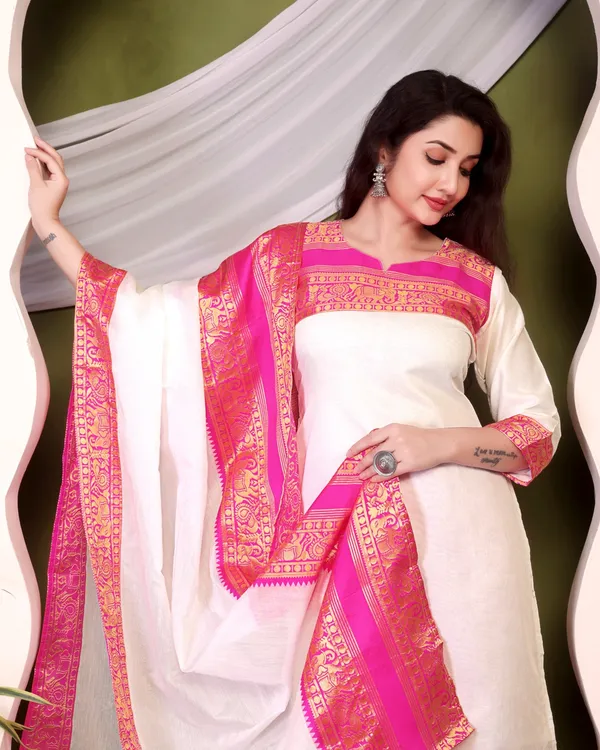 White_Kurta_&_Pant_Set_with_Dupatta