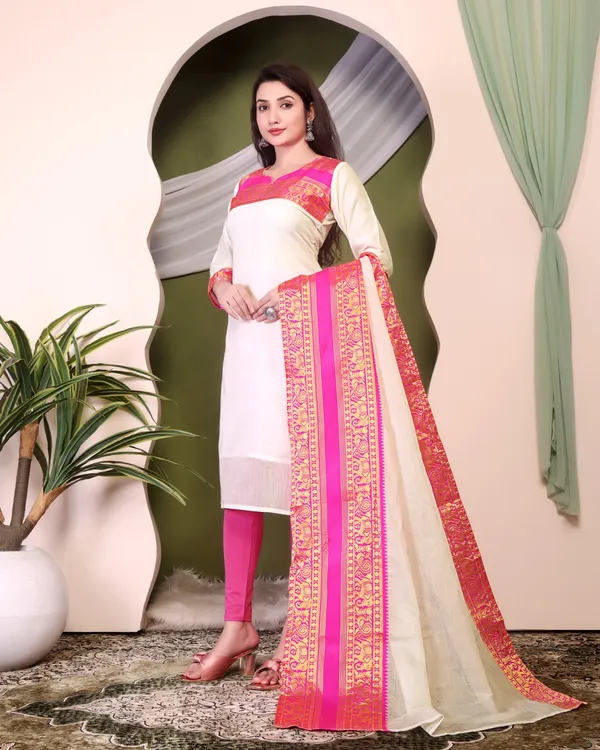 White_Kurta_&_Pant_Set_with_Dupatta