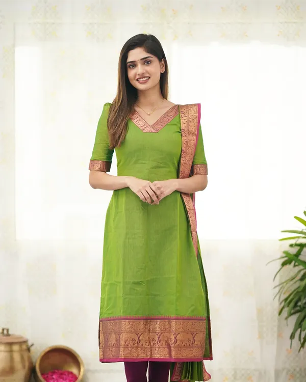 Green_Kurta_&_Pant_Set_with_Dupatta