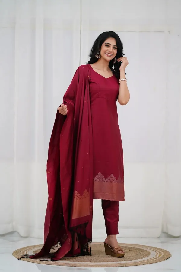 RED_RAYON_PRINTED_KURTA_PANT_AND_DUPATTA_SET