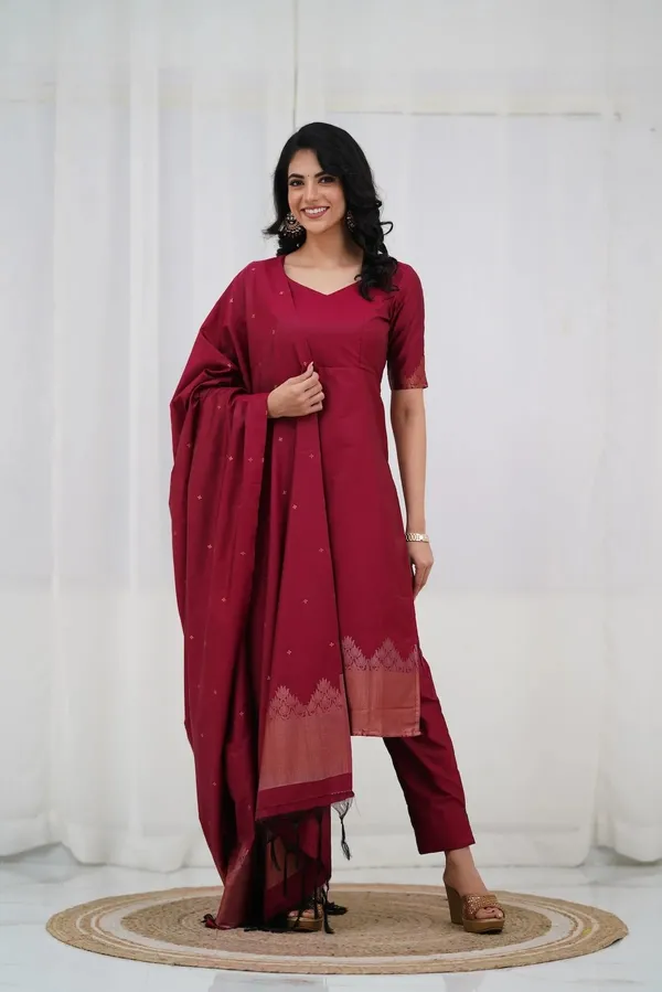 RED_RAYON_PRINTED_KURTA_PANT_AND_DUPATTA_SET