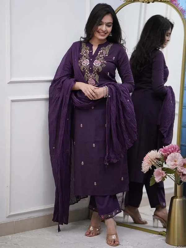 PURPLE_EMBROIDERED_KURTA_PANT_SET_WITH_DUPATTA