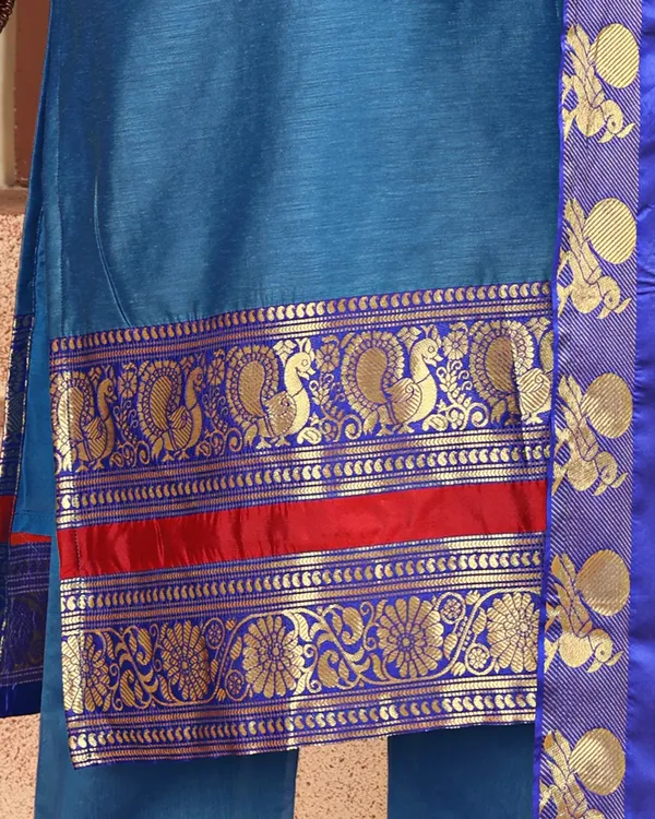 BLUE_COTTON_KURTA_PANT_SET_WITH_DUPATTA