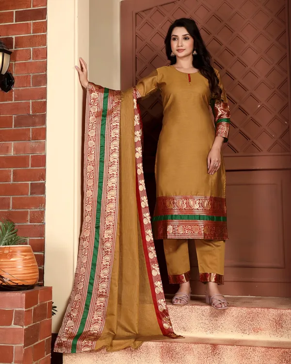 GOLD_KANCHI_COTTON_KURTA_PANT_AND_DUPATTA_SET