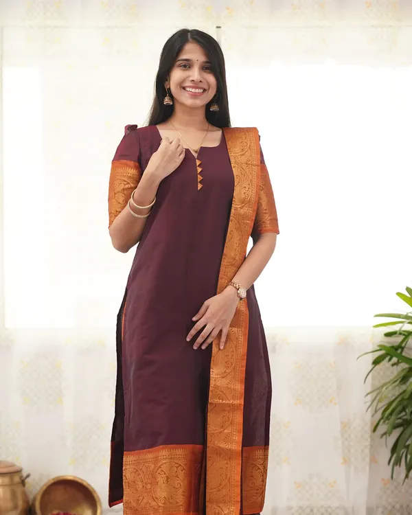 Brown_Kurta__Set_with_Dupatta