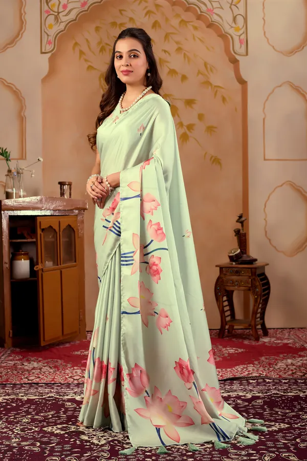 Mint_Green_Pastel_Floral_Printed_Saree