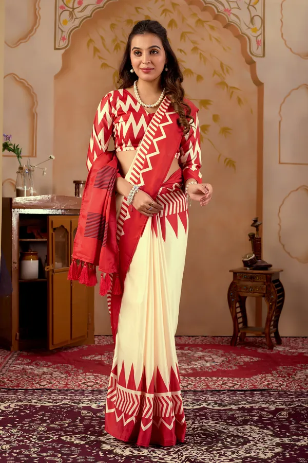 Festive_wear_Cream_and_Red_Printed_Saree
