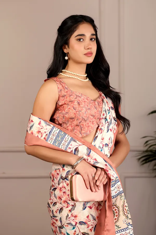 Off_White_Multicolor_Floral_Print_Saree