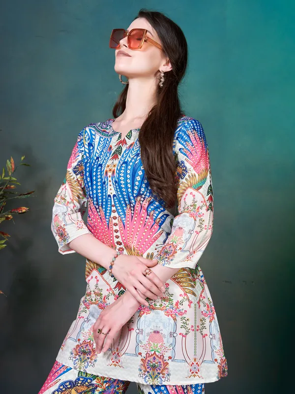 White_and_Blue_Digital_Printed_Rayon_Blend_Co-ord_Set_for_Women